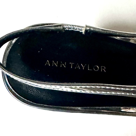 Ann Taylor Metallic Squaretoe Slingback Pump Heels 8.5M Silver Holliday Classic - Picture 7 of 11